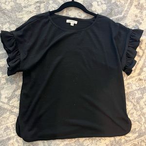 Black Blouse with Ruffle Sleeves